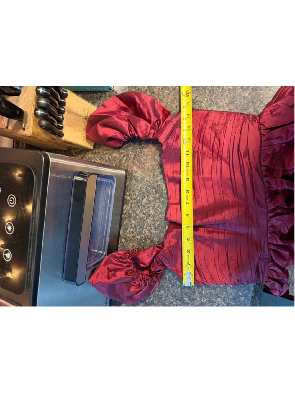NWT Lulus Poised Passion Wine Red Taffeta Pleated Ruffled Midi Dress Size S - Picture 7 of 9